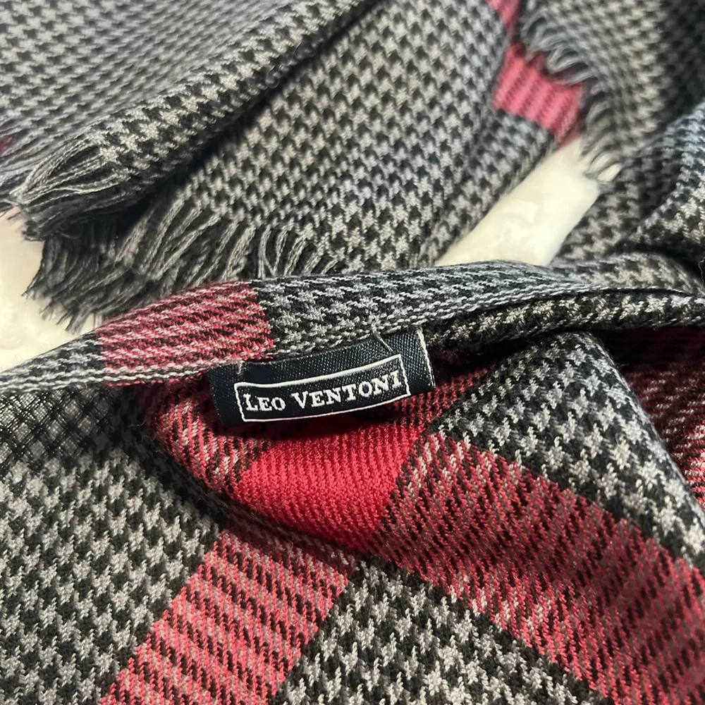 Leo Ventoni Houndstooth Wool Scarf